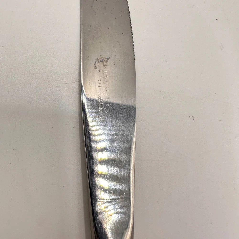 Oxford Hall Stainless Japan Rose Queen's Tapestry Serrated Dinner Knife Vintage